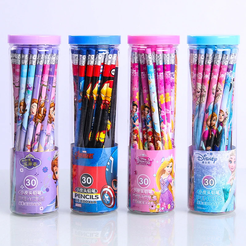 

Disney 30 Children's Anime Pencil Kindergarten Learning Stationery Round Stick Hb Wooden Cartoon Lead Kawaii Pen Writing Supplie