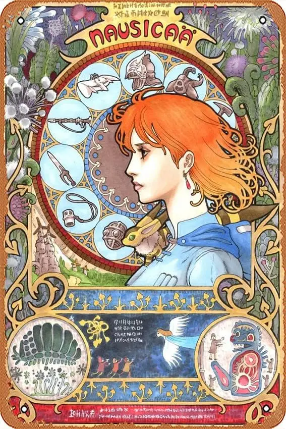 Плакат Nausicaa Of The Valley Wind 4 8 x 12 дюймов — ретро-винтажная металлическая жестяная