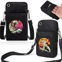 universal mobile phone bag case harajuku sport arm bag wallet for iphone cell 12 11 pro max 8 anime japan cat shoulder packages