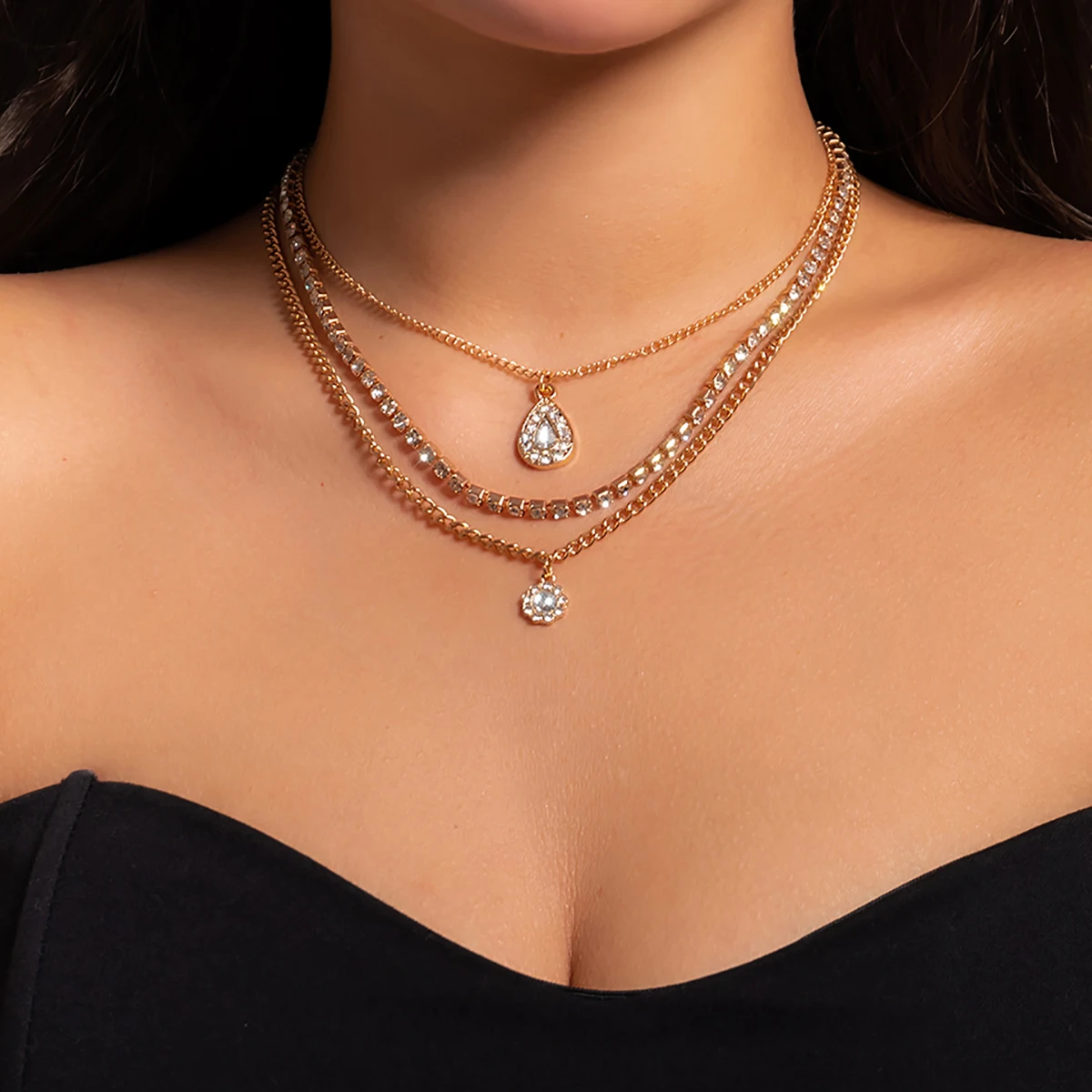 Цепочка-чокер Salircon с подвеской в виде капель