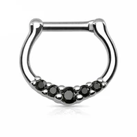 nose ring clicker ring tragus stainless steel crystal piercing septum piercing