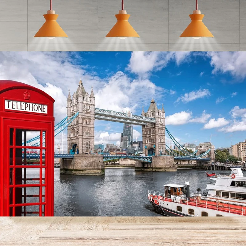 Фон для фотосъемки Thames London Tower Bridge Англия Лондонский мост красный фон телефонной