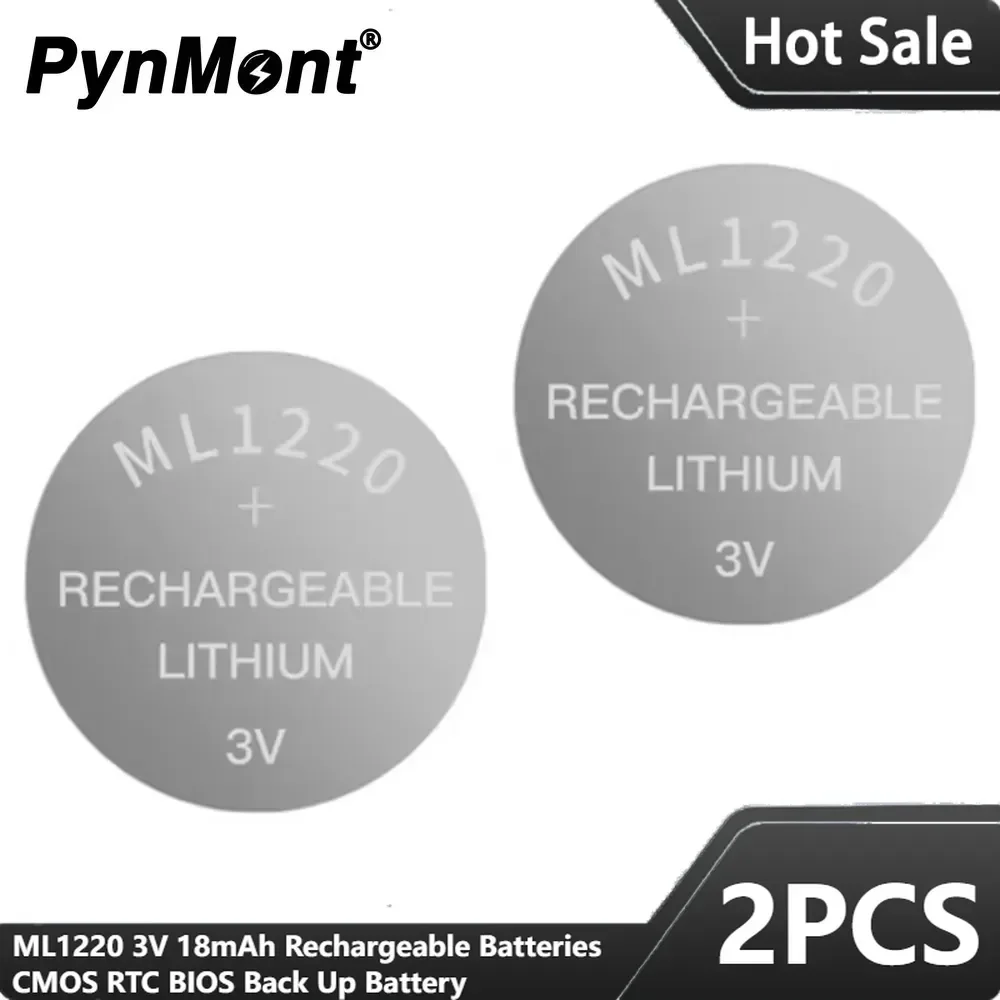 2 шт. ML1220 3 В 18 мАч аккумуляторные батареи ML 1220 CMOS RTC BIOS резервная кнопка батарея