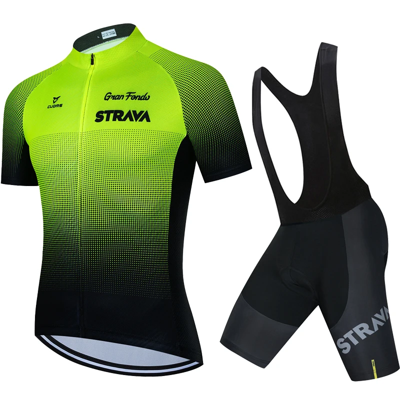 

Strava Cycling Jersey Set Men Bib Shorts Bicycle Short Sleeve Cycling Clothing Bike Maillot Ciclismo Hombre Black Sets For MTB