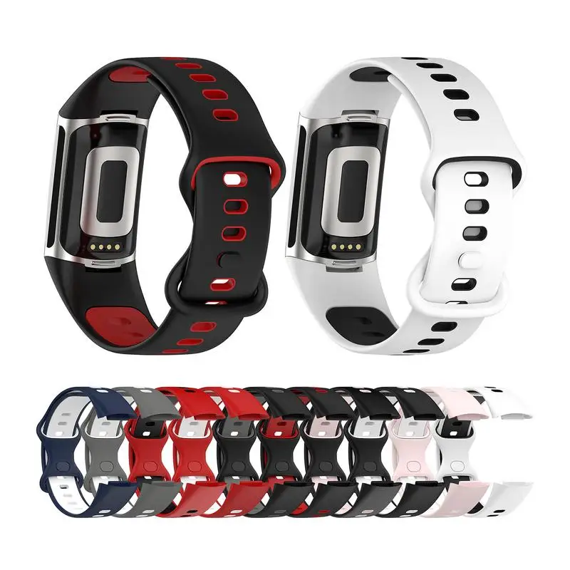 

Ремешок силиконовый для мужских и мужских часов, регулируемый двухцветный браслет, совместим с Fitbits Charge 5