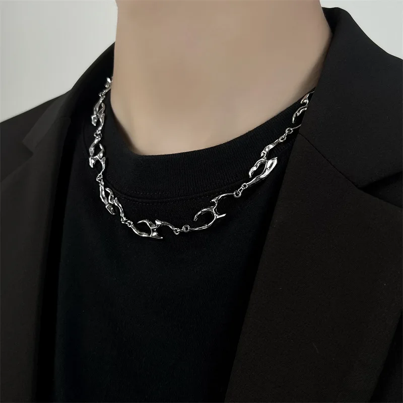 Металлическое ожерелье неправильной формы уличное в стиле хип-хоп трендовое на