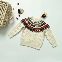 2022 autumn new kids pullover knitted christmas sweater children boy long sleeves geometry tops baby girls cotton fashion coat