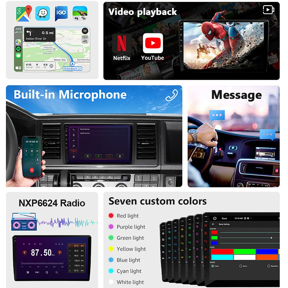 Фото Автомагнитола Android 16 с CarPlay и GPS-навигацией для Toyota, Hyundai, Nissan, Kia, LADA, FIAT, VW, 9-10 дюймов №4
