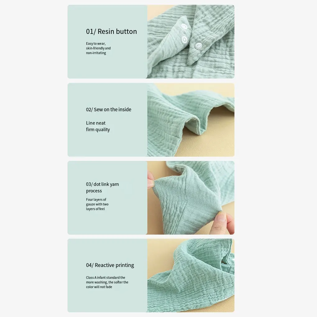 Фото Детский слюнявчик для нежного ухода, экологически чистый слюнявчик из полиэфирного волокна для малышей, марля для новорожденных №5