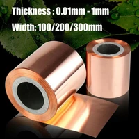 1m new t2 copper sheet strip 0 01 0 5mm thick 100200300mm cu ag99 9 width flexible pure copper plate compass aviation meter
