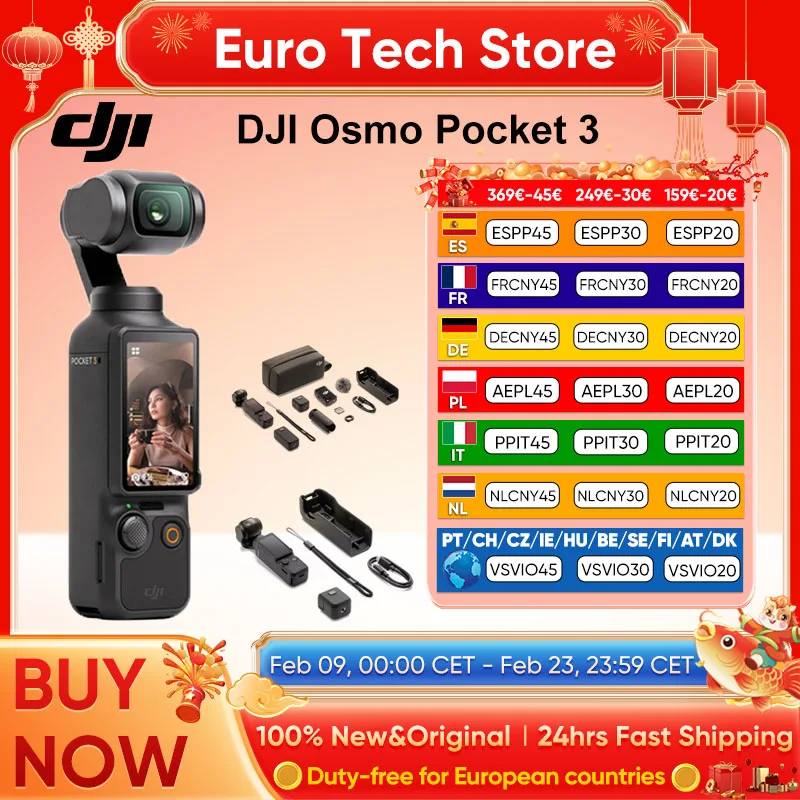 New DJI Osmo Pocket 3 Vlogging Camera 1-Inch Rotatable Touchscreen CMOS &4K/120fps 3-Axis Gimbal Mechanical Stabilization