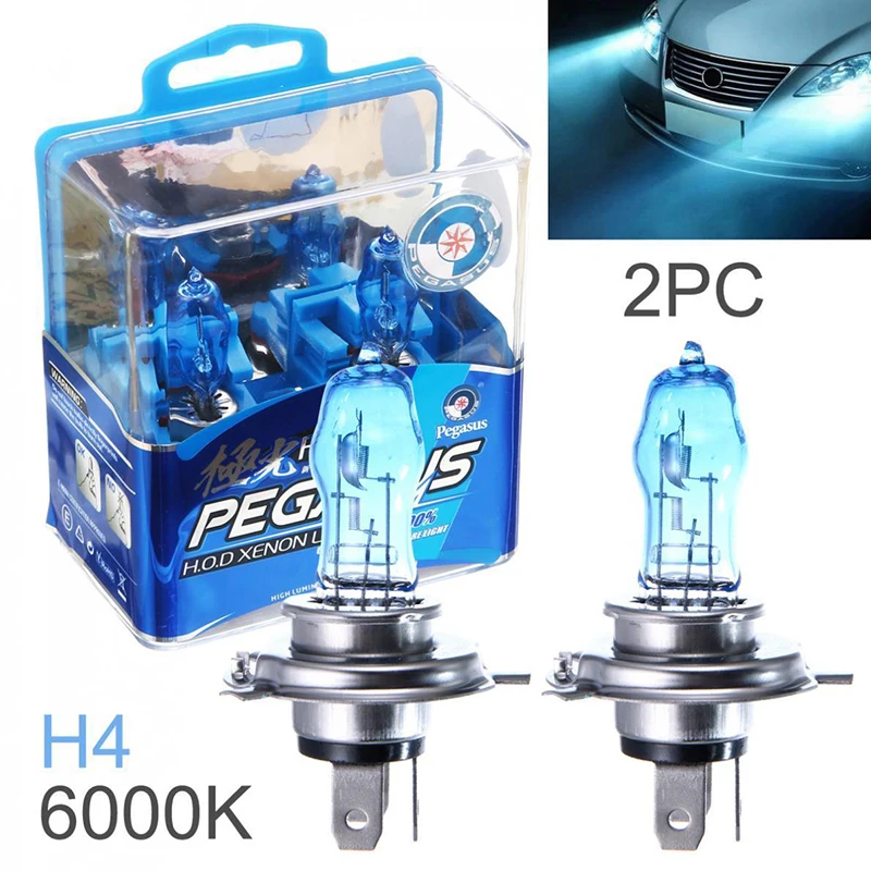 2pcs H4 12V HOD Xenon White 6000k Halogen Car Head Light Globes Bulbs Lamp H4 HOD Xenon Light Car Headlight Light