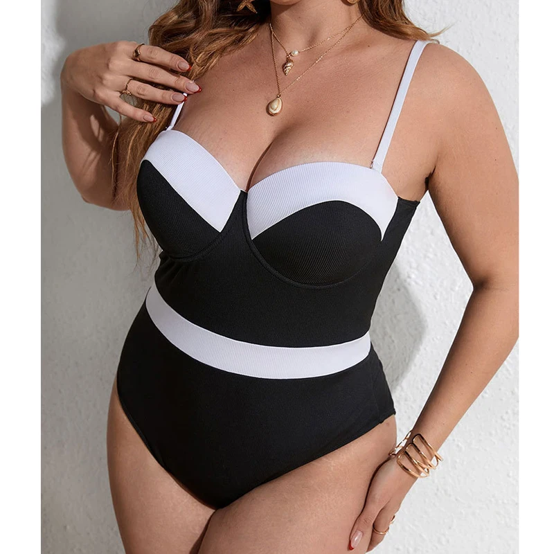 

Женский слитный купальник с эффектом пуш-ап, большие размеры