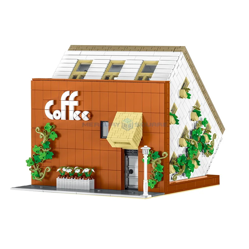 

Upside Down Coffee House MOC 10209 Ideas Cafe Buliding Bricks City Street View Architecture House Model Blocks Toys Set Gifts