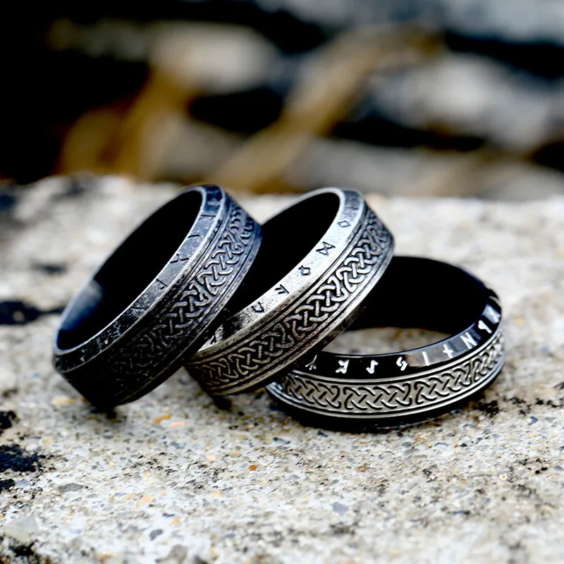 

Aroutty New 316L Stainless Steel Odin Norse Viking Amulet Rune Fashion Style MEN And Women Fashion Words RETRO Rings Jewelry