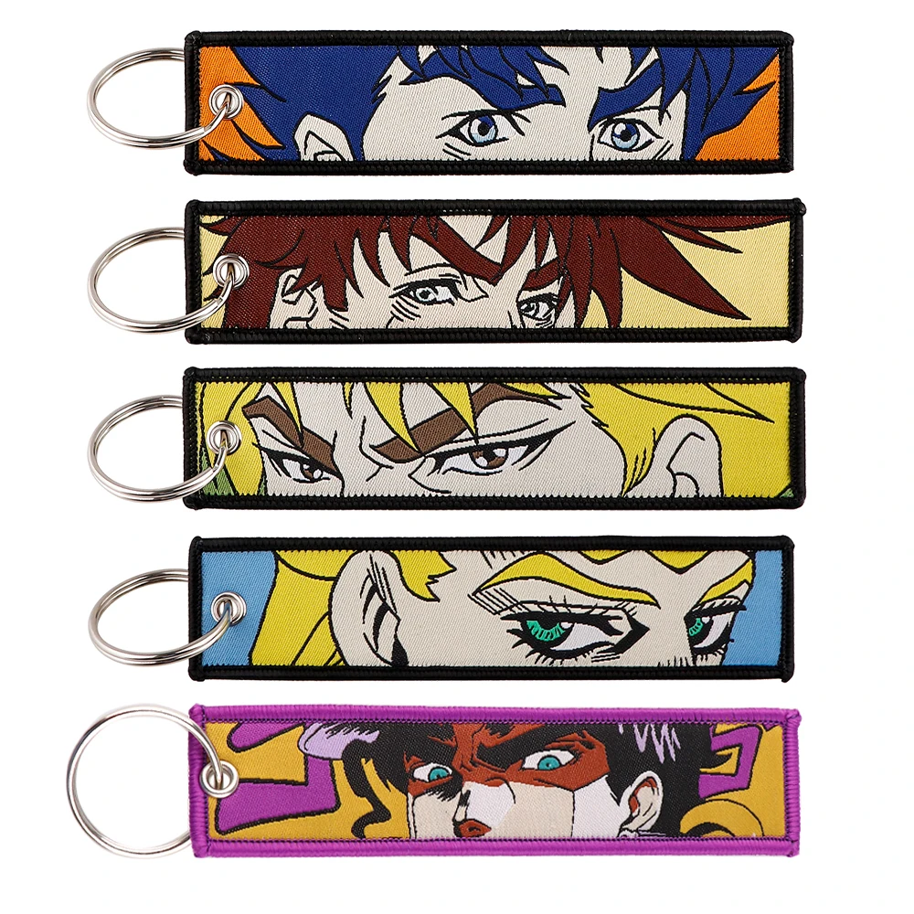 

JoJo's Bizarre Adventure Embroidered Keys Tag Keychains Anime Jet Tag for Keyring Car Keys Key Ring Fashion Accessories Gifts