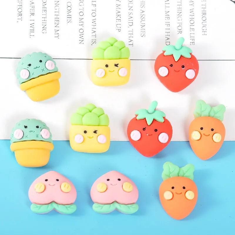 

1 шт. Мультяшные фрукты толстые аксессуары персик ананас редис патчи мобильный телефон Shell Diy клубника ручной работы материал для волос