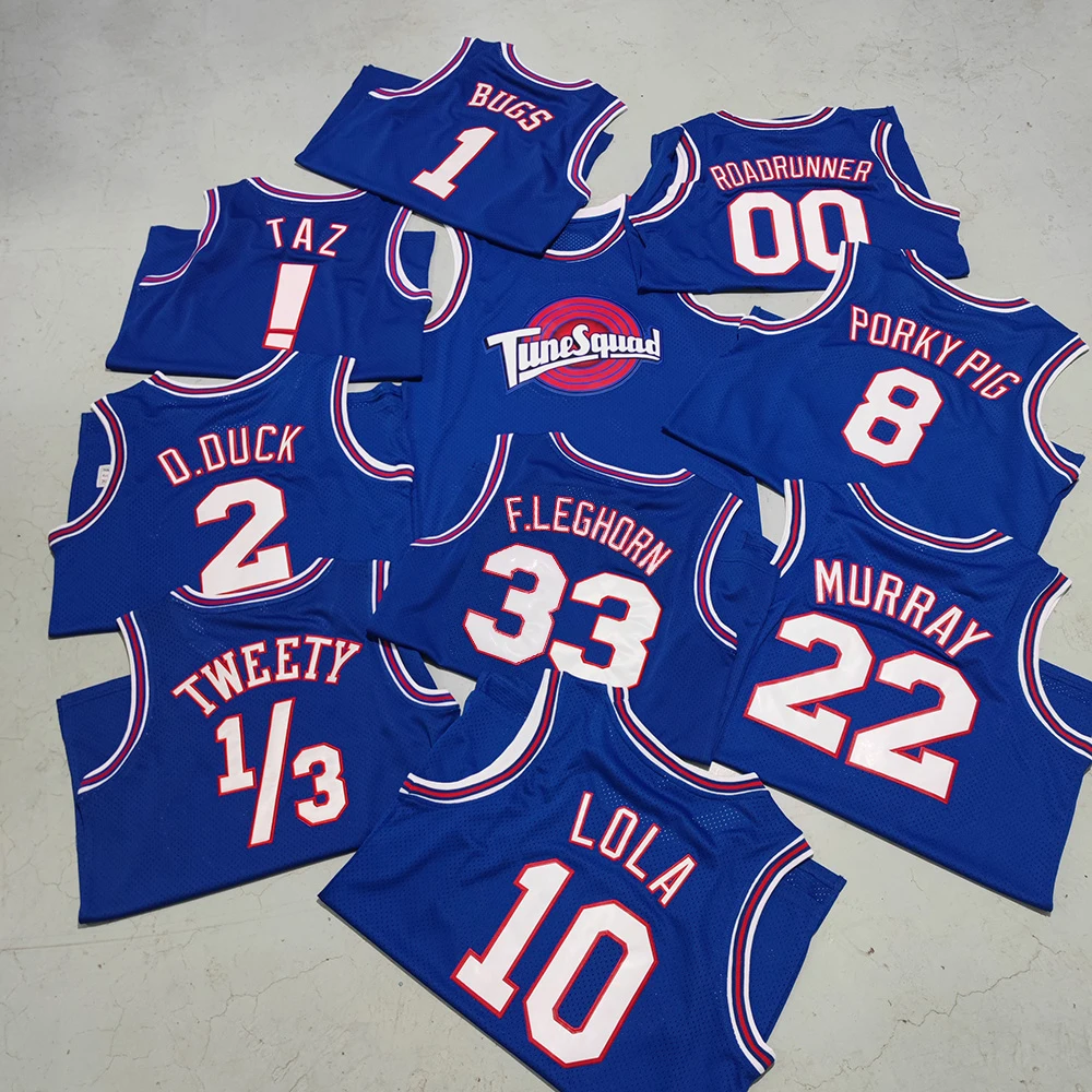 Trillest Space Jam TAZ Tweety Lola 10 W.Coyote 13 D.Duck 2 Blue Tune Squad Баскетбольная майка Мужская для