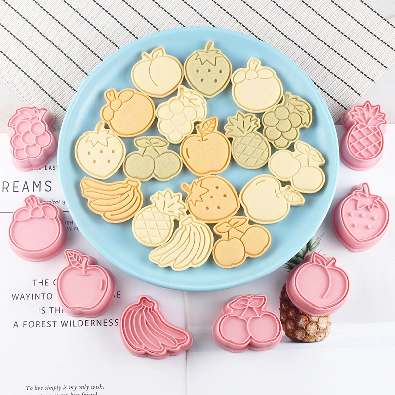

8pcs/set of fruit cookie stamp mold DIY cookie cutter creative strawberry banana baking tools cookie mold kitchen tools