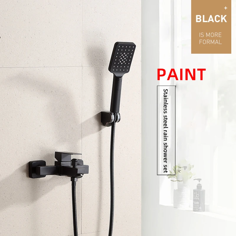 

Bathroom Shower Mixer Set Shower Faucet Black 304 Stainless Steel Waterfall Rainfall Shower System Bathtub Faucet Taps