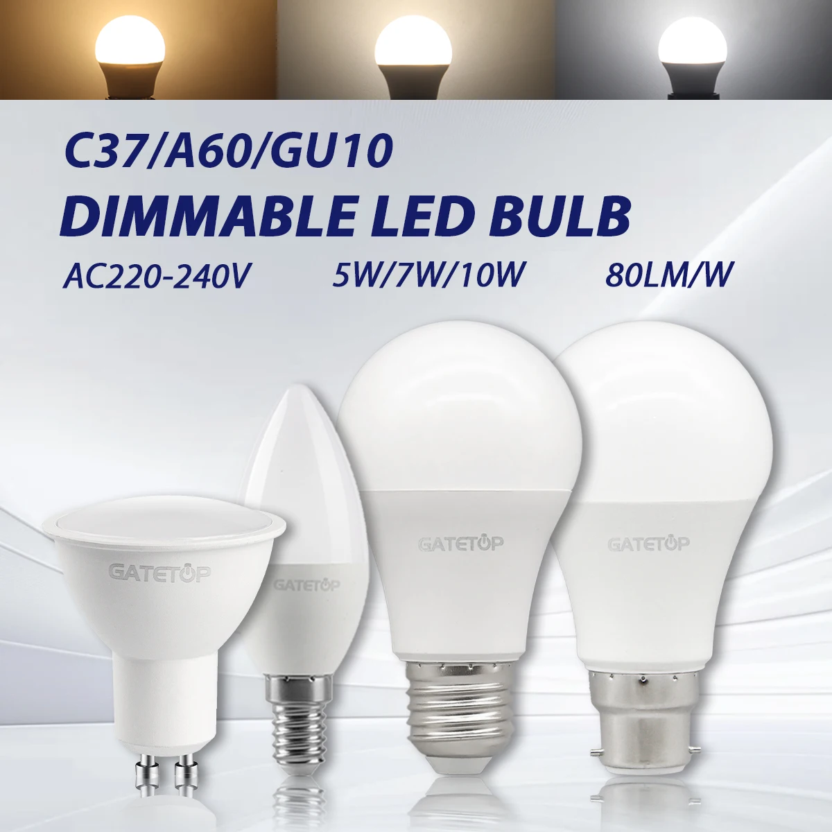 10 шт. светодиодный прожектор с регулируемой яркостью GU10 E27 B22 E14 светодиодная