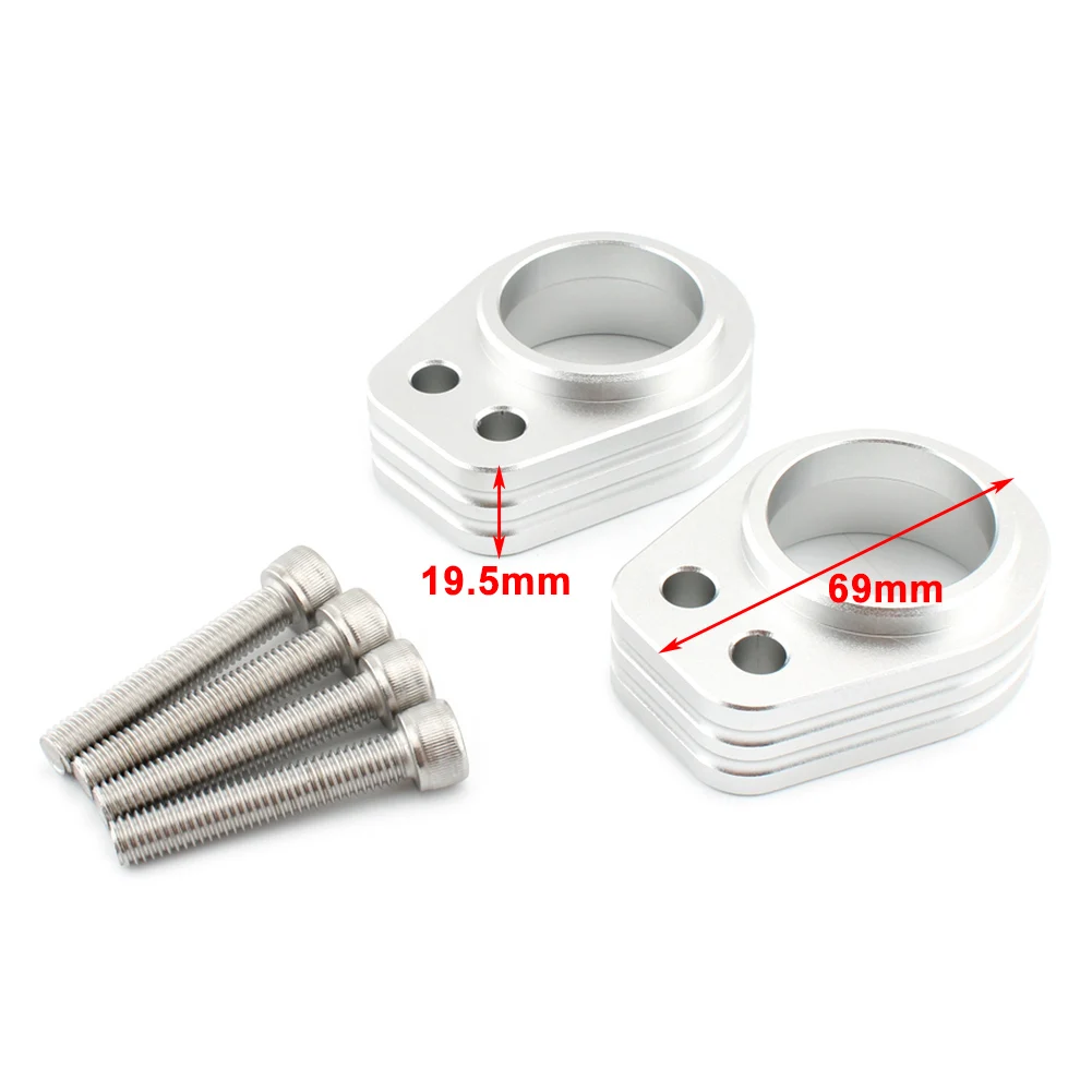 

2Pcs Chrome Motorcycle Handlebar Riser Spacer Handle Bar Riser Mount Clamp For Kawasaki ZZR1200 All Years