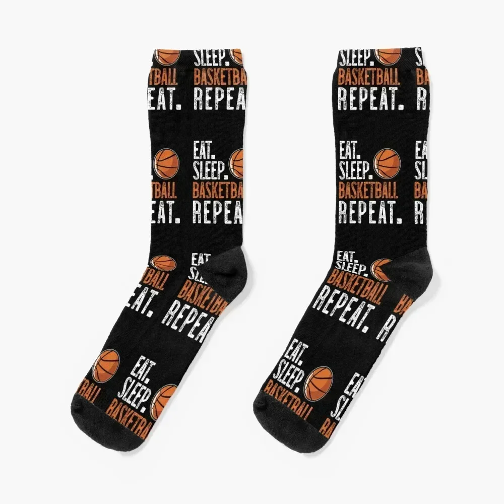 Eat Sleep Basketball Repeat Socks дизайнерский бренд Нескользящие мужские женские носки