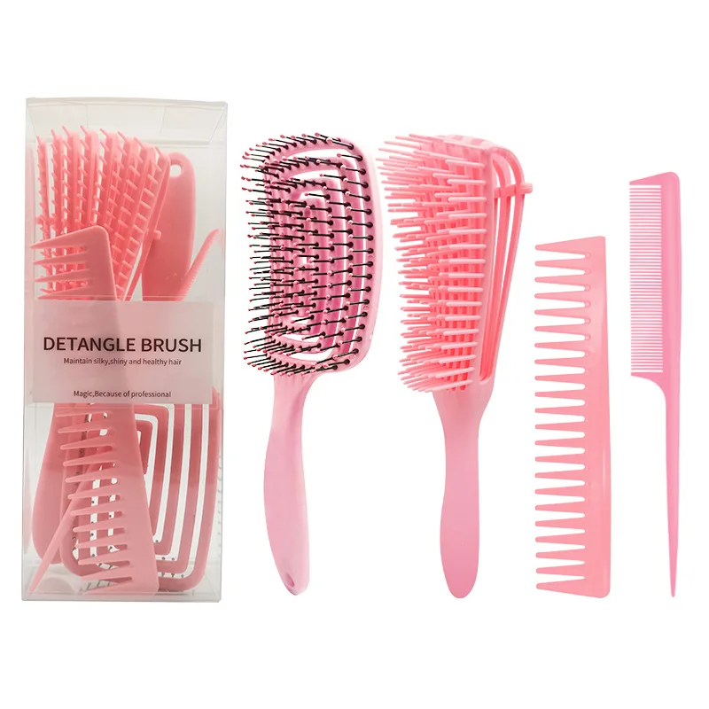 

4pcs Hair Brush Hair Comb Set Hairbrush for Curly Hair Barber Accessories Ladies Hair Salon Hair Care Styling Tools