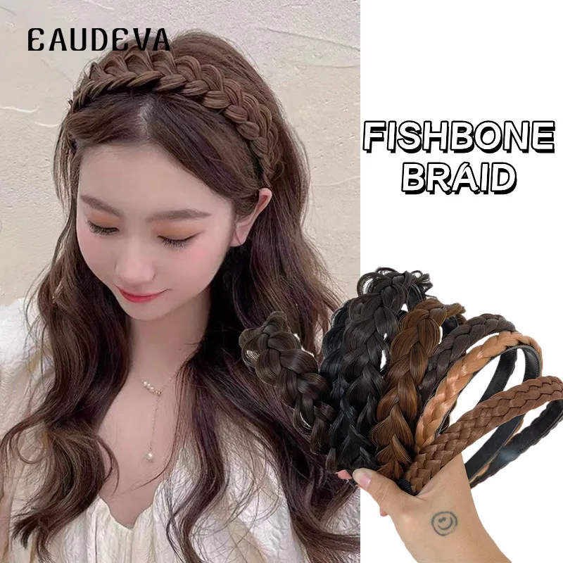 

Hair Hoop Fishbone Braid Hair Band Face Washing Headdress for Women Girl Hair Hoop Non Slip Black Headband Hair Accessories 2022