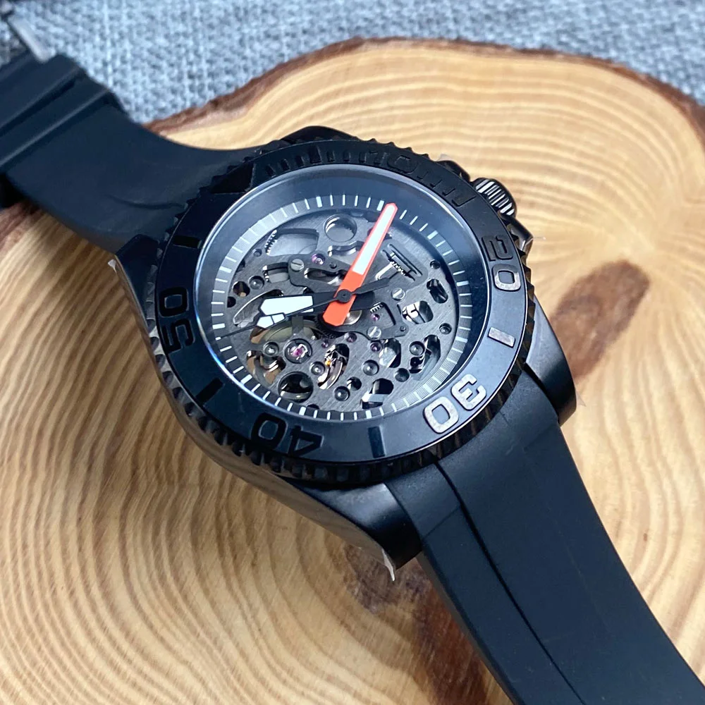 Тандорио скелетоны циферблат 20 атм черный искусственная кожа 40 мм