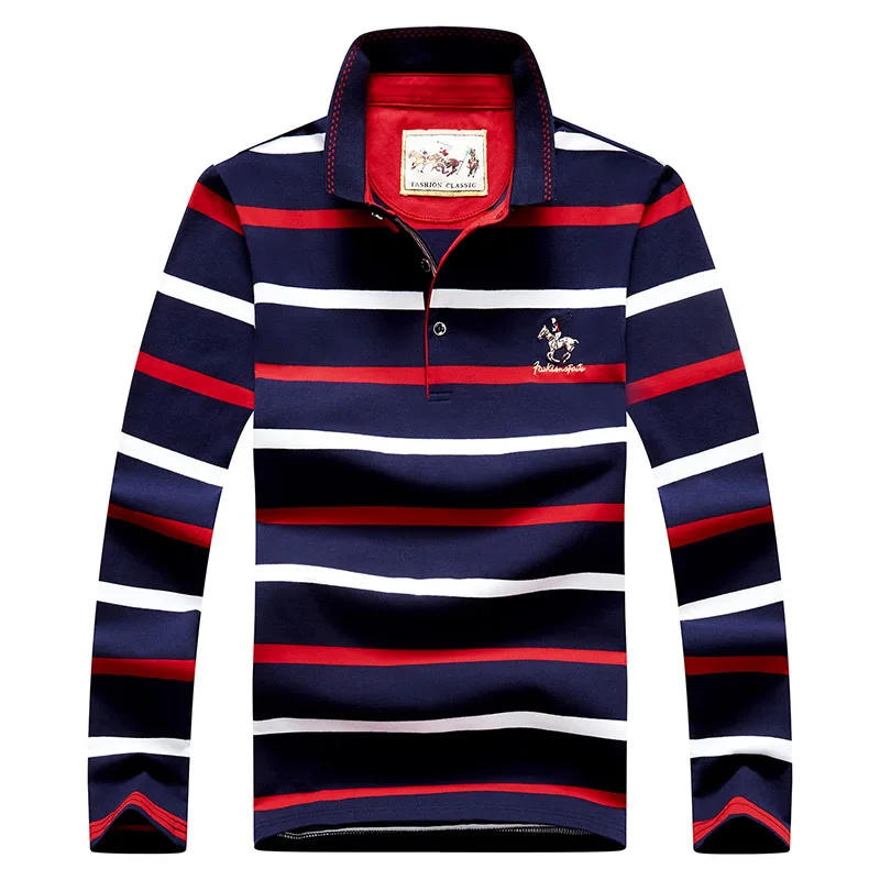 

100% Cotton Golf Men's Polo T-shirts for Men Clothing Camisetas Tops Ropa Hombre Roupas Masculinas Stripe Embroidery Tees