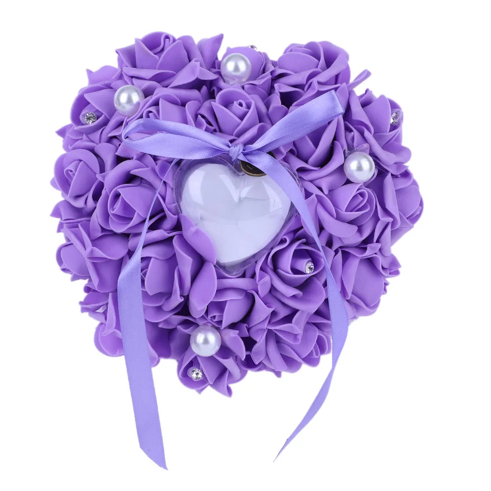 

Romantic Rose Wedding Favors Heart Pearl Gift Ring Box Pillow Cushion White Red