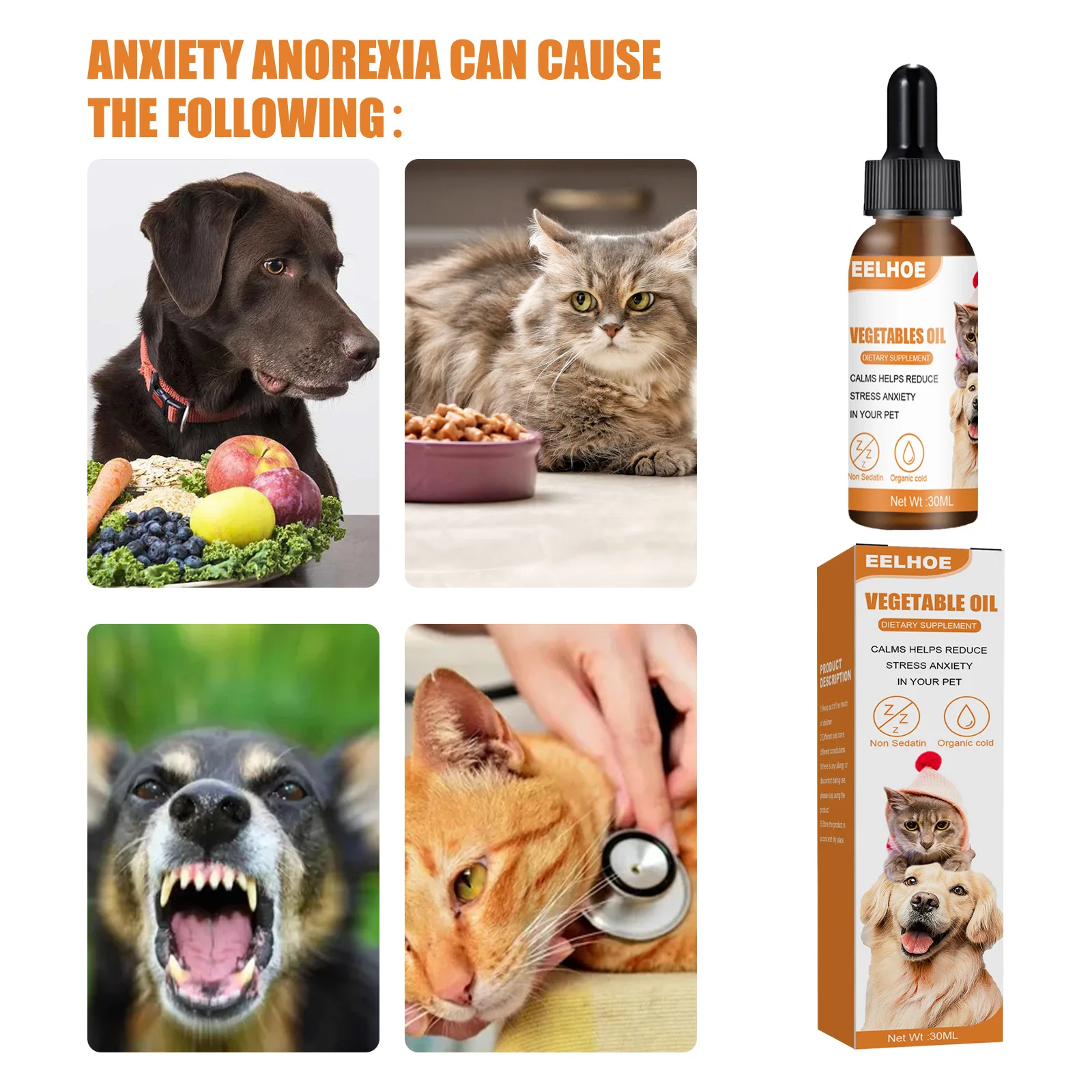 

1pc Cat and Dog Anxiety Anorexia Constitution Essential Oil Supplements Pet Health Care Hygiene Products Home Garden