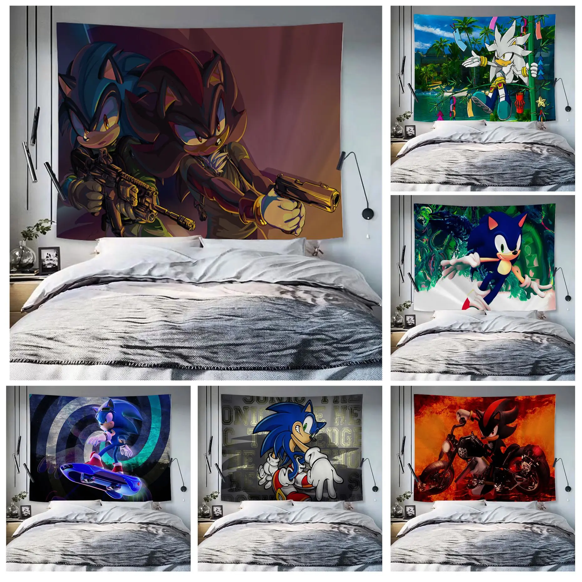 

MINISO The Hedgehog Hanging Bohemian Tapestry Hippie Flower Wall Carpets Dorm Decor Decor Blanket