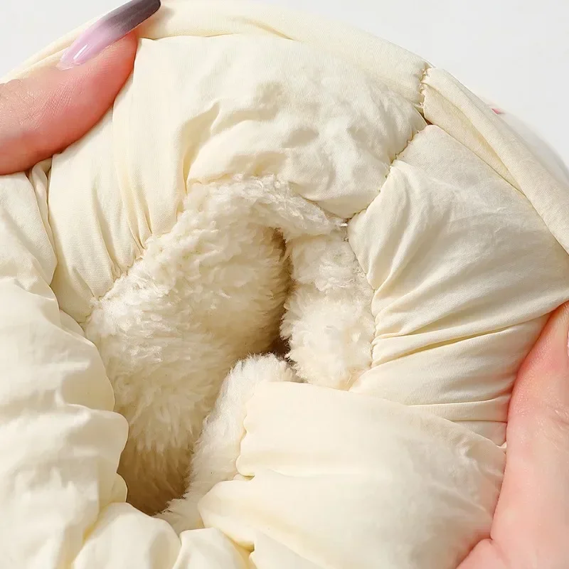 Ботинки женские зимние на толстом каблуке водонепроницаемые нескользящие с х/б