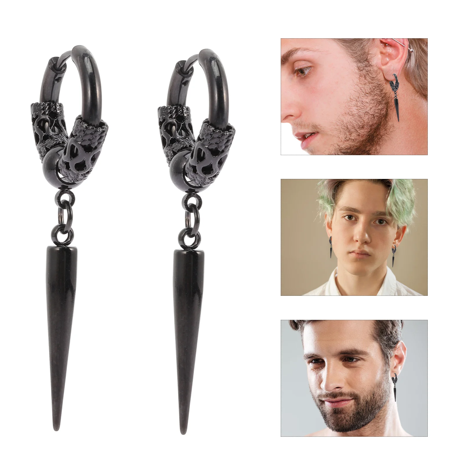 

Earrings Earring Ear Men Dangle Stud Bar Studs Vintage Spike Drop Punk Hoopstainless Steel Clip Beachfashion Hip Hop Cartilage