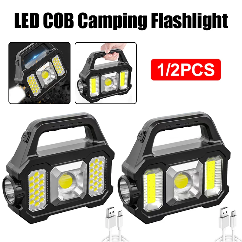 

6-Скоростной перезаряжаемый водонепроницаемый фонарик, портативный мощный фонарик с солнечной батареей, зарядка через USB, аксессуары для ул...