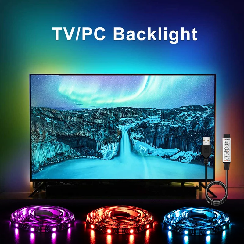 

USB LED Strip DC 5V 1M 2M 3M 4M 5M Mini 3Key Flexible Light Lamp SMD 5050 Desk Decor Screen TV Background Lighting