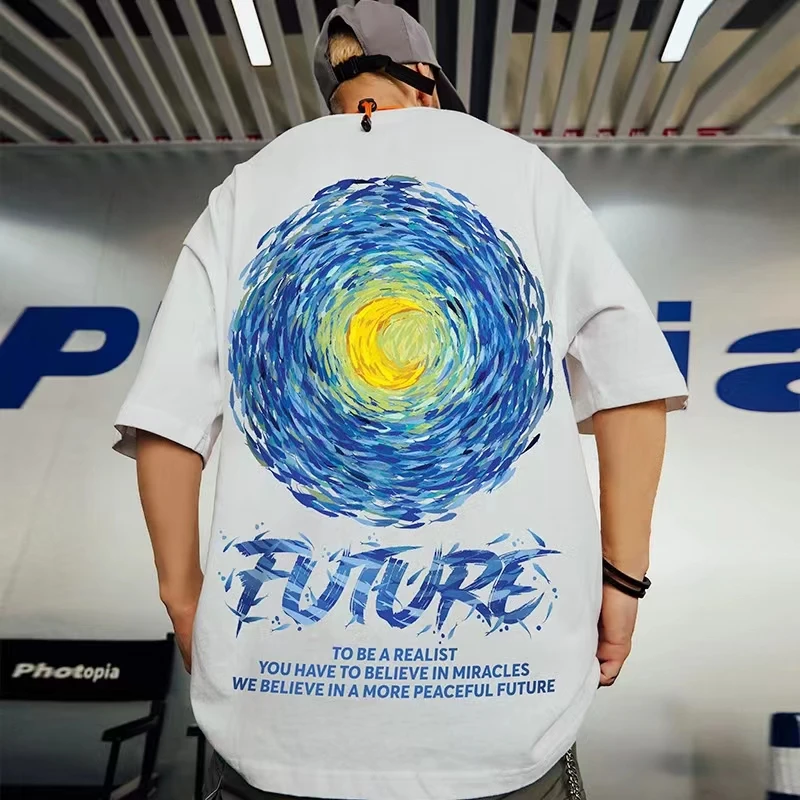 

2022 New Oversize Men Women Short Sleeved T-shirt Casual Swirl Big Fashion Logo T Shirt