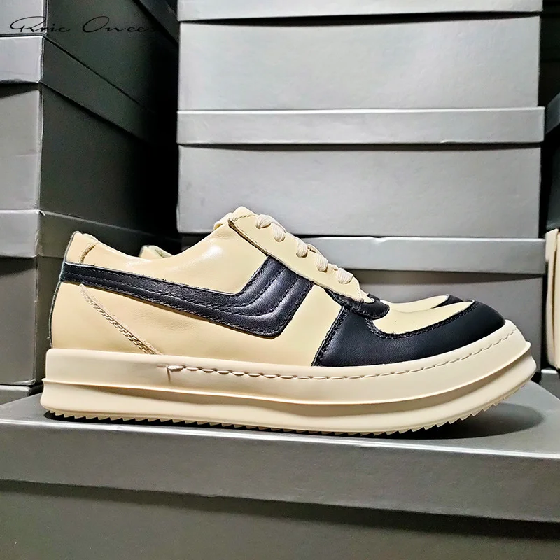 

Кожаные кроссовки Rick, мужская женская обувь Owens, мужская повседневная обувь большого размера, уличная одежда, мужские кроссовки для скейтбо...