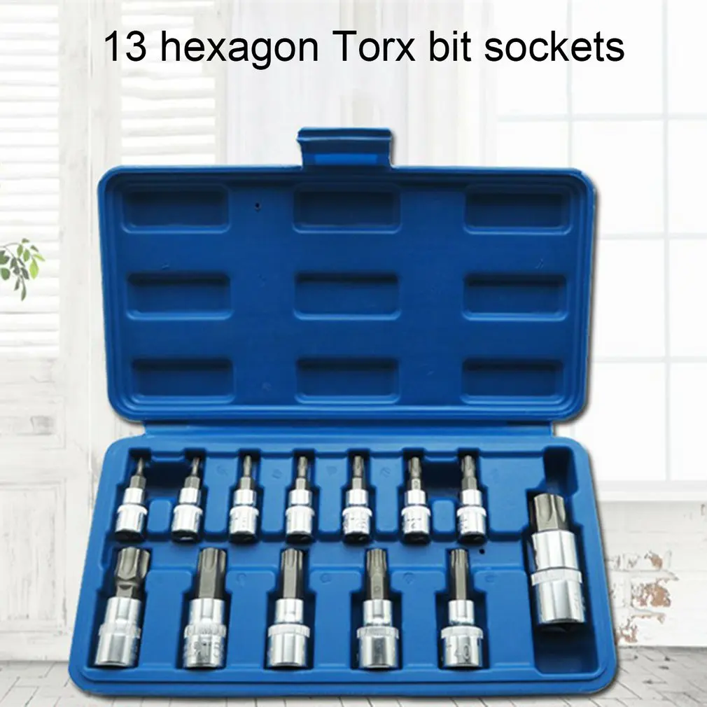 Фото Новинка, шестигранный торцевой ключ Torx 13 шт., Шестигранная головка, звезда, набор инструментов для отверток, Т-образный Отвертка, 6-угловая на... №4
