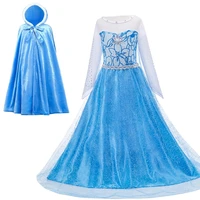 little girls dress up kids elsa carnival long cloak gown children frozen birthday luxury vestidos pageant fancy clothes