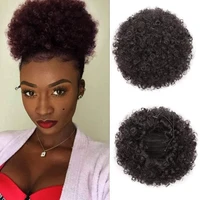 synthetic afro puff drawstring ponytail black kinky curly hair bun synthetic hairpieces clip in hair extensions for black women