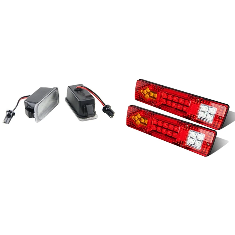 

2X LED Number License Plate Light For Ford FOCUS MK II 08-19 With 2Pcs 19 LED Waterproof Tail Light Trailer Stop Light