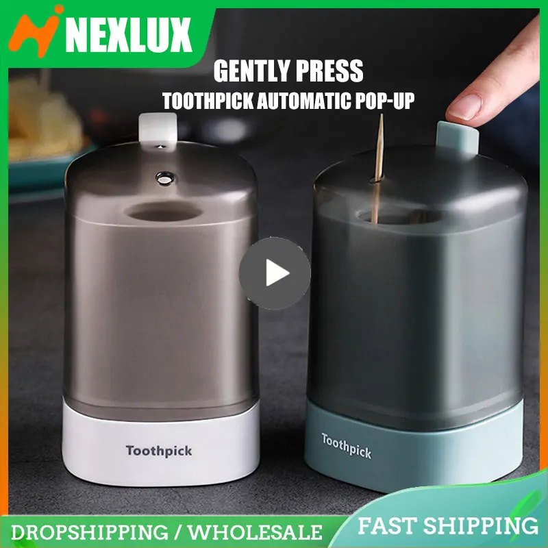 

Automatic Toothpick Holder Container Wheat Straw Household Dining Room Table Toothpick Storage Box Press Up Toothpick Dispenser