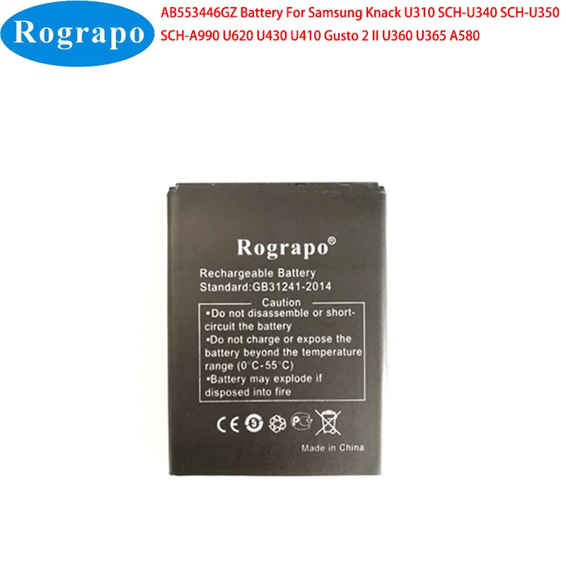 

New 1000mAh AB553446GZ Battery For Samsung Knack U310 SCH-U340 SCH-U350 SCH-A990 U620 U430 U410 Gusto 2 II U360 U365 A580