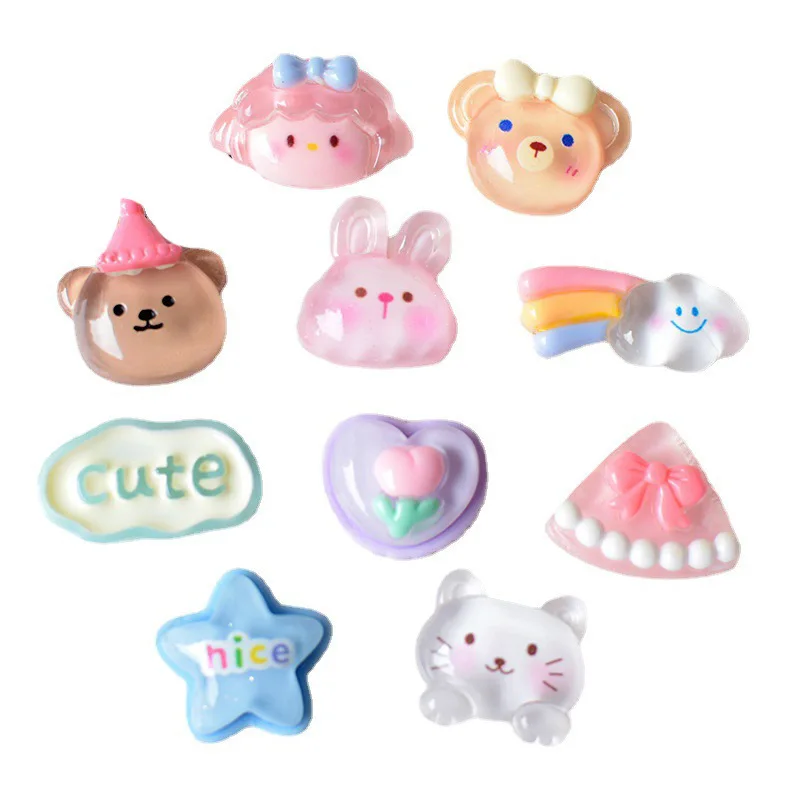 10 шт. прозрачные Мультяшные животные Медведь Кролик Кот каучуковые плоские