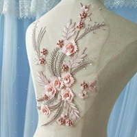 2pcslot rhinestone lace appliques beaded floral patches tattoo wedding dresses beaded clothes parches