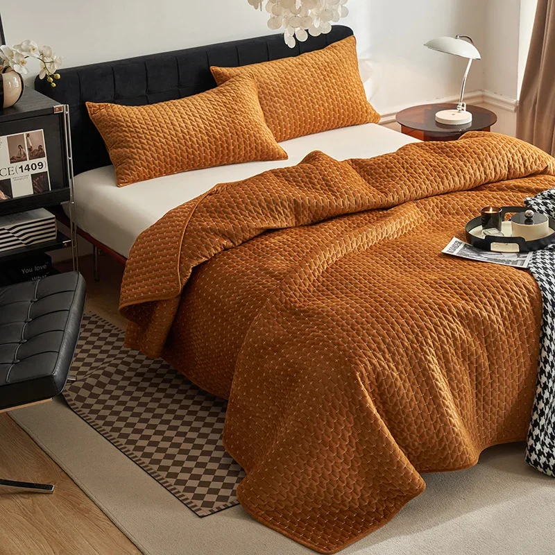 Бархатное покрывало с вышивкой для кровати современное постельное белье