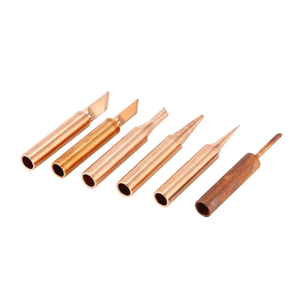 

6pcs/Lot Copper Solder Iron Tip 900M-T Lead Free Soldering Welding Tools Set 6 Shapes Tips Dropship Freeshiping